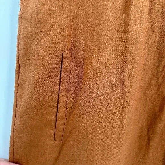 Quince Terracotta Orange Linen Sleeveless Swing Mini Dress sz S Women's NWT - Picture 3 of 6